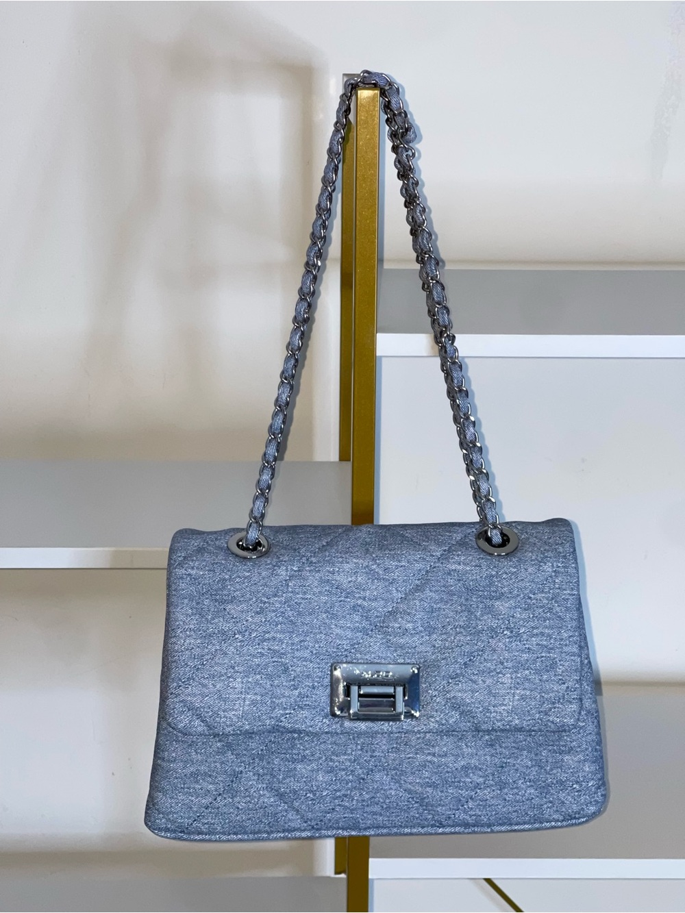 Aldo Quilted Denim Chain Strap Denim Handbag - Picture 6 of 6